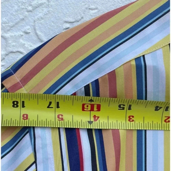 Etro Mens Vertical Striped Print Button Down Milano Polo Shirt Multicolor Sz 42 - Picture 2 of 10
